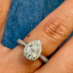 Gorgeous 1 CT Pear Shaped Engagement Ring, Size 5